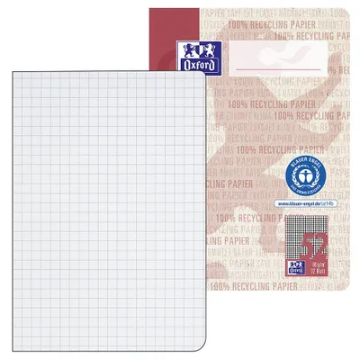Image de OXFORD 400159443 Cahiers scolaires recyclés linéature 52 quadrillés DIN A6 sans marge, 32 feuilles