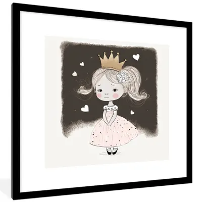 Produktbild von MuchoWow® Gerahmtes Poster Prinzessin - Rose - Herzen - Mädchen 40x40 cm - Poster mit Schwarzem Bilderrahmen Wandposter Rahmen Foto Bilder - Poster - Plakat im Rahmen