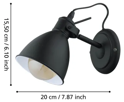 Image de EGLO Applique "PRIDDY" noir et blanc 49468