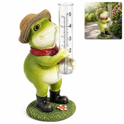 Produktbild von Regenmesser Garten mit Glasröhre, Niederschlagsmesser dekorativ Frosch Design, wetterfester Regenmesser für Garten & Pflanzen Bewässerung, Geschenk Gartenliebhaber