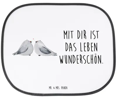 Produktbild von Mr. & Mrs. Panda Scheibenschutz Auto Turteltauben Liebe - Weiß - Geschenk, sonnenschutz saugnapf, hitzeschutz, Seitenscheibe, Sonnenblende, glücklich, Freundin, Partner