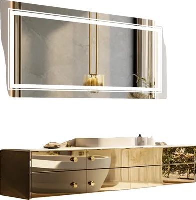 Image de Miroir LED, éclairage réglable, fonction antibuée, argenté
