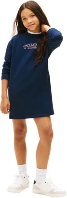 Produktbild von Tommy Hilfiger Mädchen Sweatshirt Kleid Flower mit Einschubtaschen, Blau (Dark Night Navy), 8