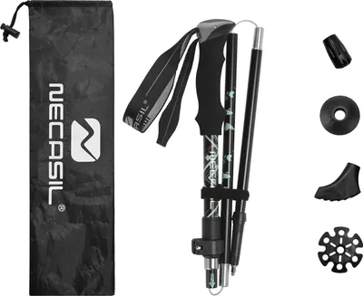 Produktbild von INF 5-teiliger Wanderstock aus Aluminiumlegierung - Teleskop Trekkingstock Schwarz