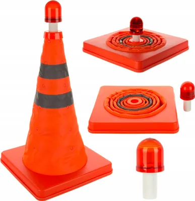 Obrázek produktu pro Skládací dopravní kužel s výstražným kuželíkem LED Dopravní kužel Pylon Označovací kužel Dopravní kužel
