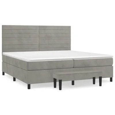 Obrázek produktu pro vidaXL Postel Boxspring s matrací Light Grey 200x200 cm Velvet