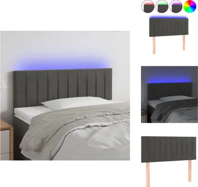 Produktbild von vidaXL LED Kopfteil Dunkelgrau 80x5x78/88 cm Samt -  Kopf- & Fußenden