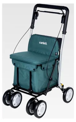 Produktbild von Einkaufswagen - Medizinisch - Sitz mit Rückenlehne - 4 Räder in 3 Positionen - Tragfähigkeit 15 kg - Abnehmbare Tasche 29L - Farbe Grün