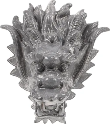 Produktbild von Drachenkopfbrunnen mit Wasserhahnauslass für den Außenbereich, Steinoptik, 23X22X28cm, Gartendekoration und Wasserspiel für Villen