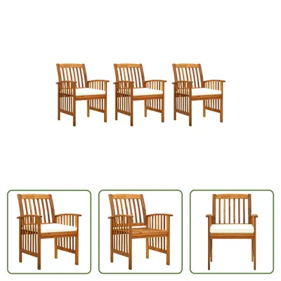 Produktbild von The Living Store Garten-Essstühle 3 Stk. mit Kissen Massivholz Akazie