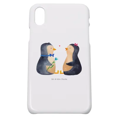 Produktbild von Mr. & Mrs. Panda Iphone 10 Handyhülle Pinguin Pärchen - Weiß - Geschenk, Cover, Liebe, Hochzeitstag, Verliebt, Handy, X, Hochzeit, Verknallt, Case