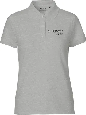 Produktbild von Huuraa Damen Polo Shirt St. Thomas my love M Sport Grey Bio Baumwolle Fairtrade Poloshirt Geschenkidee