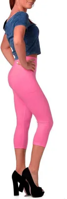 Immagine prodotto di Leggings 3/4 a vita alta in cotone; Rosa L/40