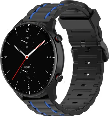 Produktbild von Strap-it Amazfit GTR 2 Sportschnallenarmband (Schwarz/Blau)