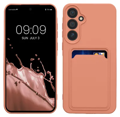 Produktbild von kwmobile Handyhülle für Samsung Galaxy A55 5G Hülle mit Kartenfach - TPU Case - Kabelloses Laden - Schutzhülle Cover in Grapefruit Pink