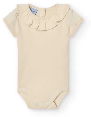 Obrázok produktu pre BABIDU, detský body, krátky rukáv, volánikový golier, 100% bavlna, detský body pre novorodencov