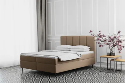 Produktbild von Boxspringbett Schlafzimmerbett MARAL 140x200cm in Stoff Monolith Hellbraun