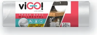 Produktbild von viGO! Premium 1 Mllbeutel mit Kordelzug, 35L, 15 Stck, Silber