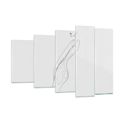 Produktbild von Bilder auf glas - 5 Teile - Kontur Frau Minimalismus - 150x100cm - Glasbilder - Wandbilder - Bilder - zum Aufhängen bereit - Wanddekoration aus Glas - Glas Bilder - Wandbild auf Glas - GEG150x100-4242