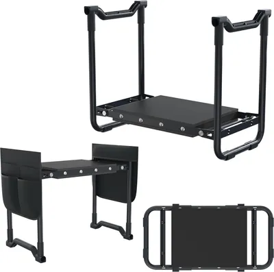Produktbild von JOIEYOU Kniebank Gartenhocker Klappbar für Gartenarbeit Kniekissen Gartenbank 2 in 1 mit Eva-Schaumkissen und Werkzeugtasche Kniestuhl Kniehilfe Arbeitshocker für Garten 57x44x30 cm, Anthrazit