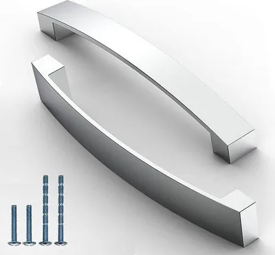 Obrázok produktu pre 10 nerezových úchytiek, 160 mm, do kuchynských skriniek, chrómové