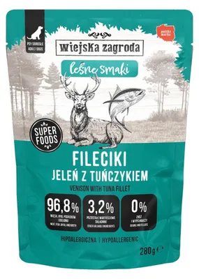 Obrázok produktu pre Wiejska Zagroda: Filírové výrobky – jelenina, tuniak, psie krmivo, 280g