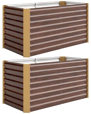Produktbild von Hochbeet 2er-Set, Pflanzkasten, extra tief, Metall, 120 x 60 x 60 cm Braun