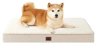 Produktbild von Orthopädisches Hundebett 91x68cm Camel L/XL Sherpa-Bezug waschbar rutschfest