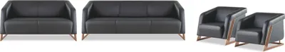 Produktbild von Sofas Ledersofas Couch 3-Sitzer 2-Sitzer Sessel Sitzmöbel Komplett Schwarz