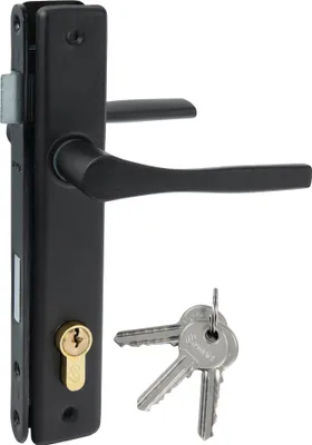 Immagine prodotto di Set porta nero: maniglia, serratura, cilindro 90/22