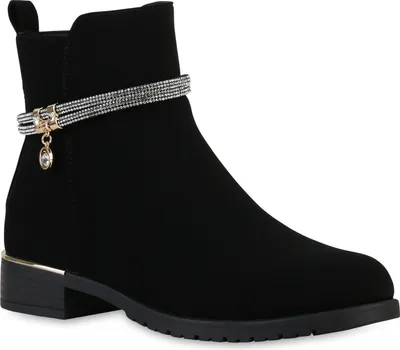Produktbild von VAN HILL Damen Leicht Gefütterte Klassische Stiefeletten Zierperlen Schuhe 840507, Farbe: Schwarz, Größe: 39