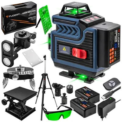Zdjęcie produktu dla Poziomica Laserowa Krzyżowa 360 Samopoziomująca Leser Krzyżowy Zielony 4D 16 Linii Fugert Fug-0194