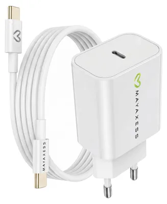 Produktbild von Mayaxess, 20W Netzteil für iPhone 16 Pro + USB-C Kabel 1m, Weiß