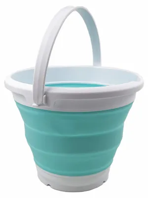 Faltbarer Eimer 5,5 L – platzsparend, weiß/hellblau, rund