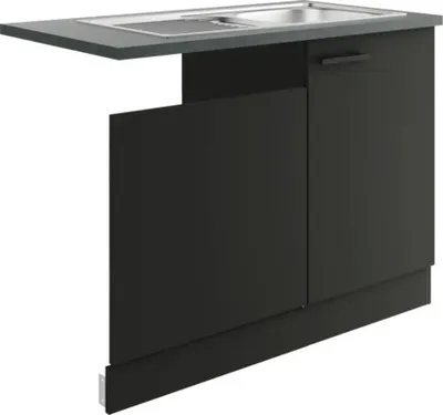 Produktbild von Optifit Spülenschrank inkl Spüle Geschirrspülerblende für teilintegrierten Geschirrspüler Madrid420 BxTxH 110 x 60 x 84,