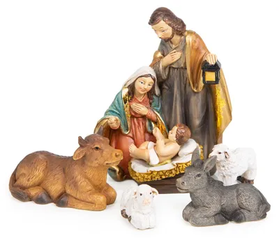 Krippenfiguren-Set 5-teilig, Heilige Familie, 9,5 cm