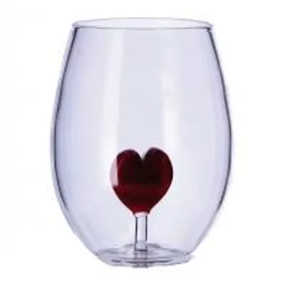 Produktbild von Glasbecher mit dreidimensionaler roter Herzform