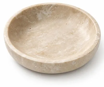 Dekorative Travertin-Schale, 20 cm, Beige, für Schlüssel & Schmuck