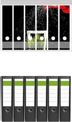 Produktbild von Wallario 6 Stück breite Ordner inkl. Klebeetiketten mit Motive Grüne Pflanze mit roter Gießkanne -  Set mit Rückenschildern / Ordnerrücken Stickern