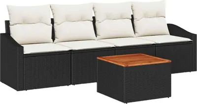 Produktbild von vidaXL Gartensofa-set 5 stk. Schwarz Poly-Rattan