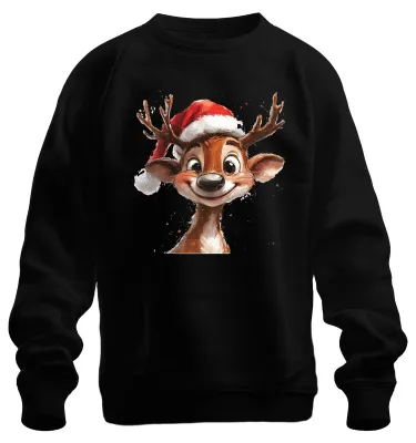 Immagine prodotto di Natale renna Babbo Natale regalo carino divertente bambini Unisex Felpa Pullover, nero, M