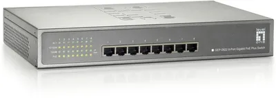 Obrázok produktu pre Sieťový prepínač LevelOne GEP-0822 Gigabit Ethernet (10/100/1000) Napájanie cez Ethernet (PoE), sivý