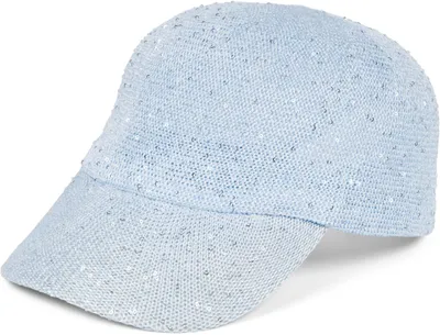 Produktbild von styleBREAKER Damen Sommer Baseball Cap gewebt mit Pailletten | Luftiges Basecap mit Metallschnalle verstellbar | Einfarbige Schildkappe für Strand und Freizeit