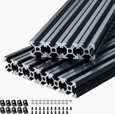 Image de SucceBuy Jeu de 10 profilés en aluminium de 2000 mm 2020 Profilé à rainure Guidage linéaire
