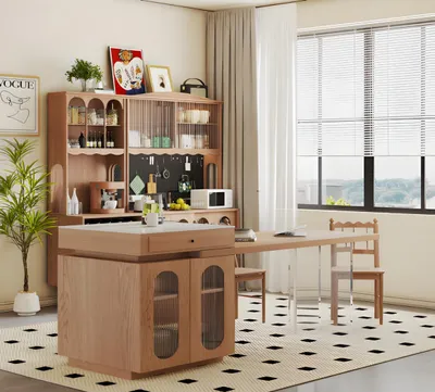 Image de Table de salle à manger moderne en bois, marron, design, élégante