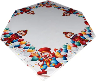 Produktbild von Tischdecke Tischläufer Druck Clowns mit Luftballons 85 x 85 cm