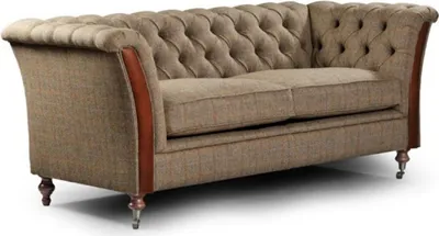 Produktbild von Casa Padrino Luxus Chesterfield 2er Sofa Grau / Braun 186 x 87 x H. 77 cm - Elegantes Wohnzimmer Sofa mit Echtleder - Chesterfield Wohnzimmer Möbel