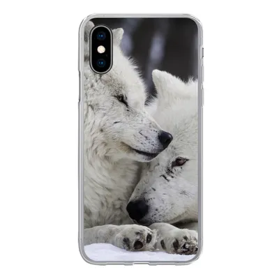Produktbild von MuchoWow® Handyhülle Schutzhülle Hülle für iPhone X Wölfe - Schnee - Familie Silikon Softcase Handy Hülle - Handyhülle