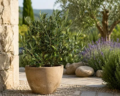 Obrázok produktu pre Stromček olivovníka (Olea europaea), výška cca 50 cm – Skutočný olivovník, vhodný ako izbová rastlina do kvetináča, ideálny na balkón, terasu, záhradu a zimnú záhradu, Obrázok generovaný UI
