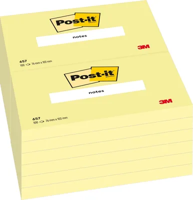 Produktbild von Post-it-memoBlok 3m Post-It 657 76x102mm Gelb | Box A 12 Stück | 8 Stücke